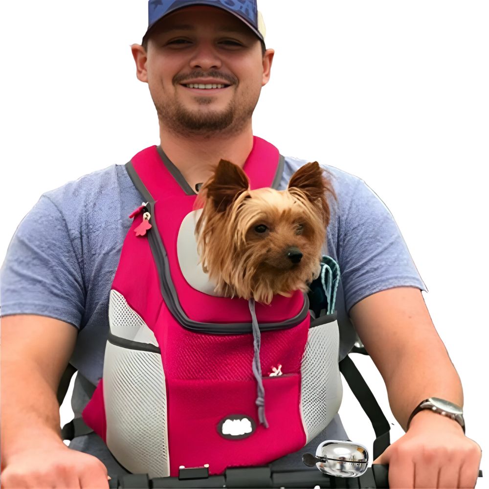 Dog Backpack Carrier with Four Mesh Panels and Interior Safety Hook
