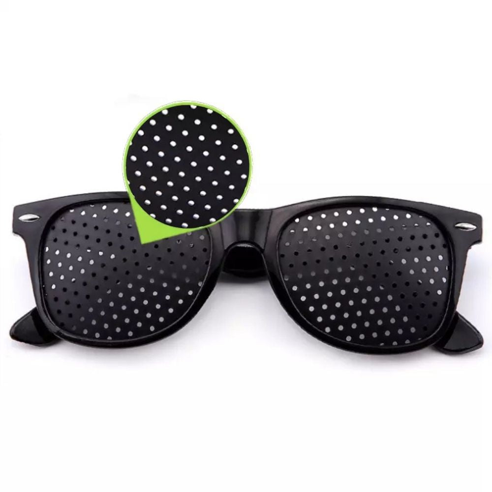 Pinhole Vision Glasses with Multi-Row Aperture Panels for Screen Focus