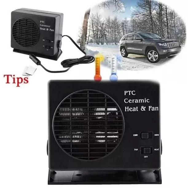 Ceramic Car Heater with Dual Mode Fan and Automatic Temperature Control, 12V Socket