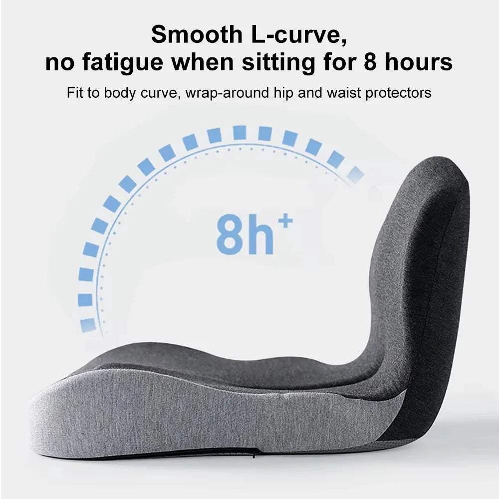 Seat Cushion with Memory Foam Backrest and Airflow Hollow Center