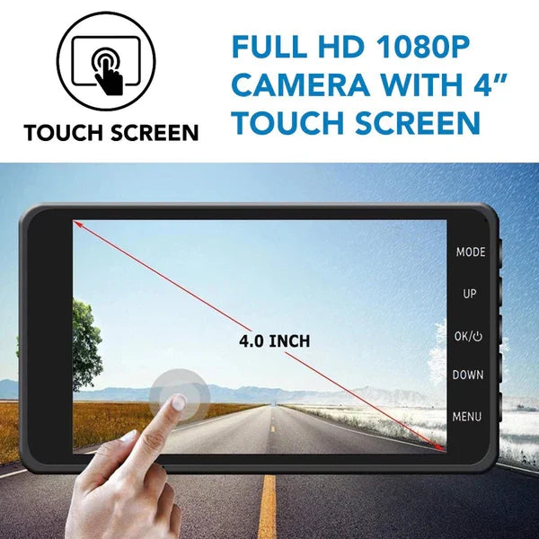 Dual Dash Camera System with 1080p Front and Rear, 170 Degree Wide Angle