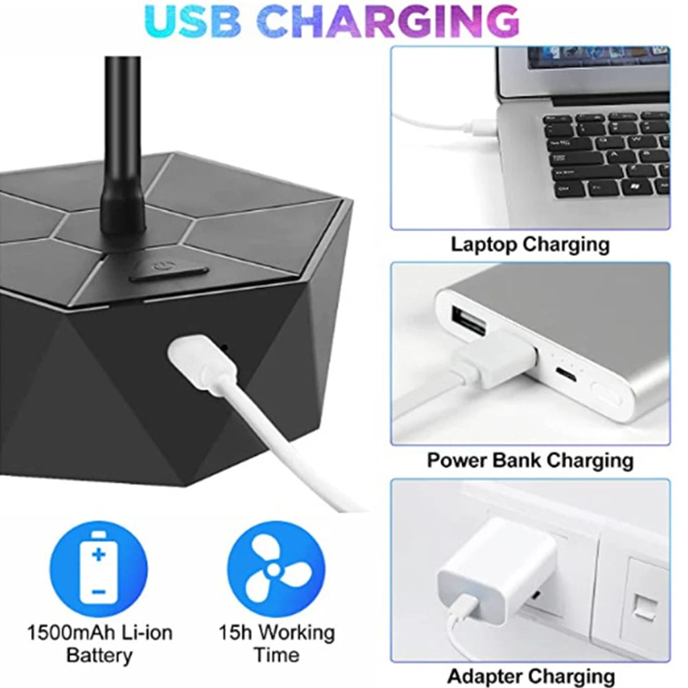 Motion-Based Fly Deterrent Fan with Rechargeable Battery and Retractable Design