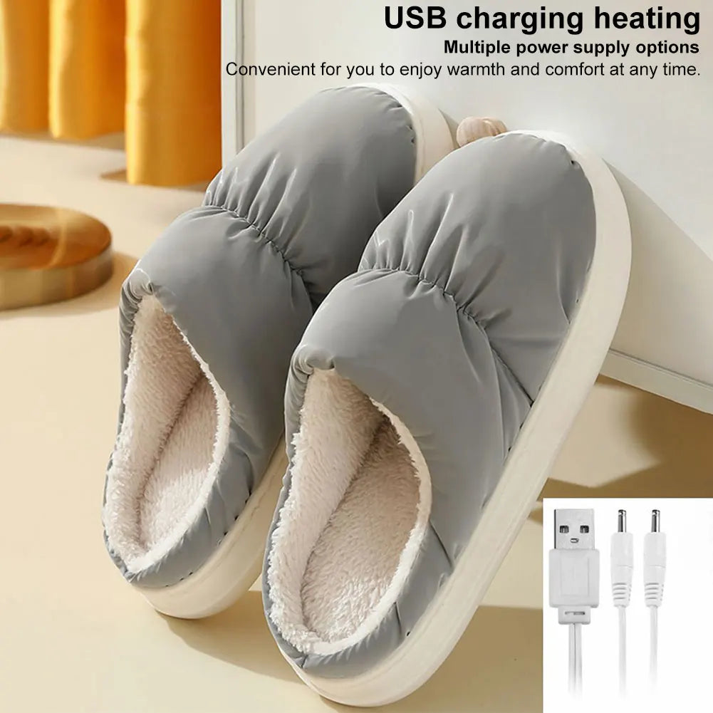 Heated Slippers with Even Temperature Distribution and Non-Slip Sole, Unisex