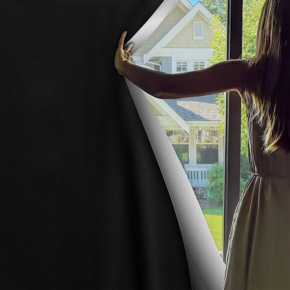 Static Cling Blackout Window Film with UV Heat Blocking and Reusable Polyester, Custom Trim Fit