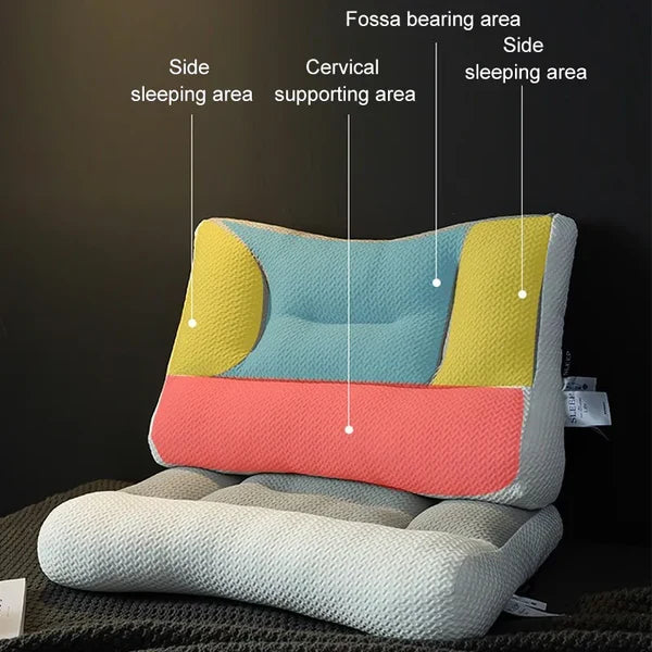 Contoured Neck Pillow with Ear Cutouts and Machine Washable Fill