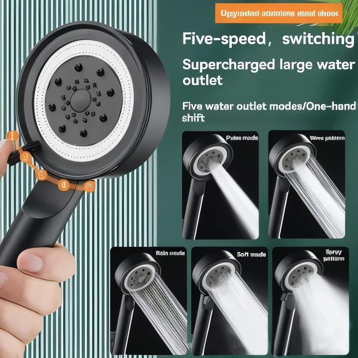 Handheld Shower Head with Five Spray Modes and Flow Control Button
