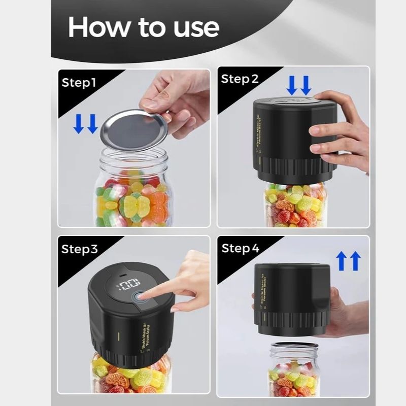 Cordless Vacuum Sealer with 10 Mason Jar Lids and One Button Operation