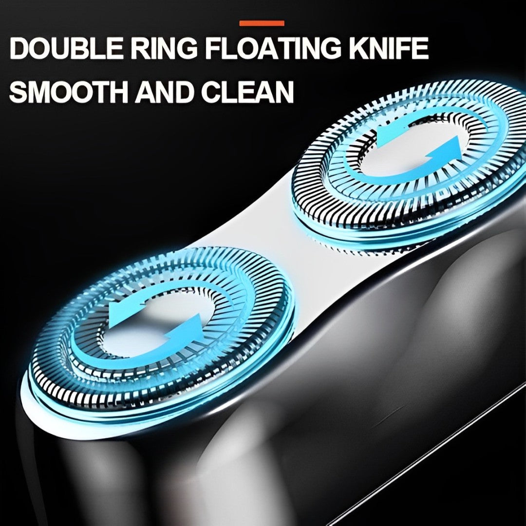 Rotary Electric Shaver with Dual Floating Heads and Wet Dry Use