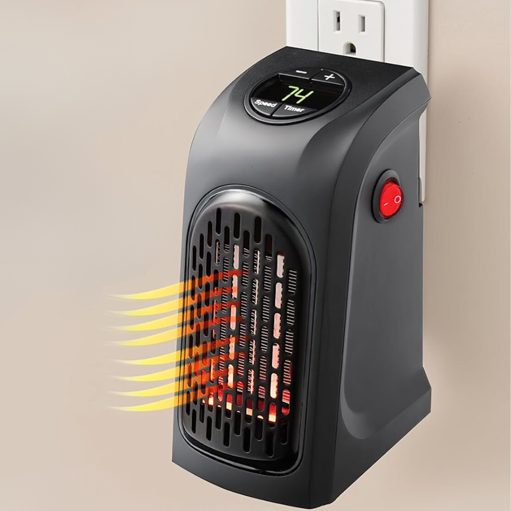 Ceramic Space Heater with Dual Speed and Programmable Timer, Wall or Desk Mount