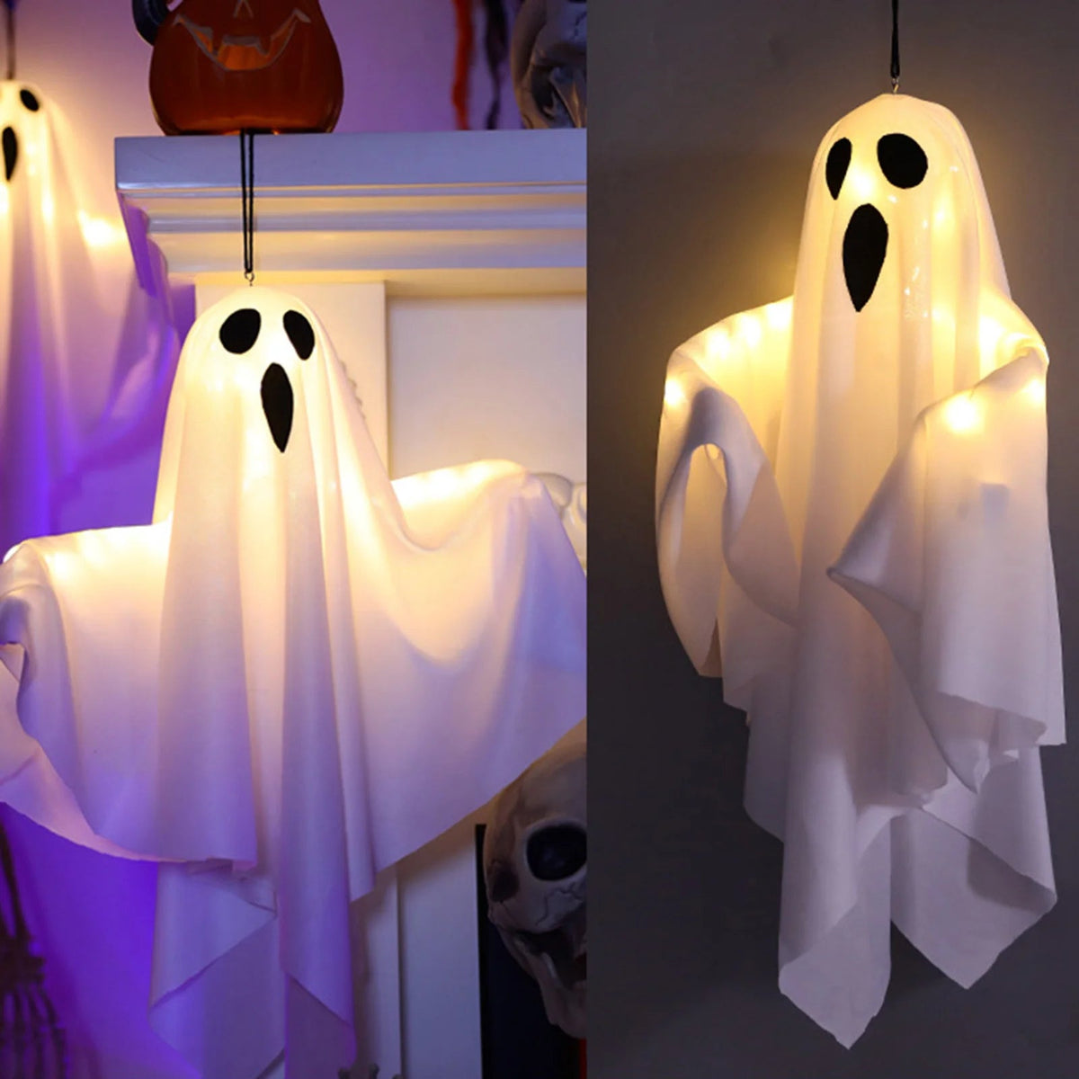 LED Ghost Hanging Decoration with Three Lighting Modes and Battery Power