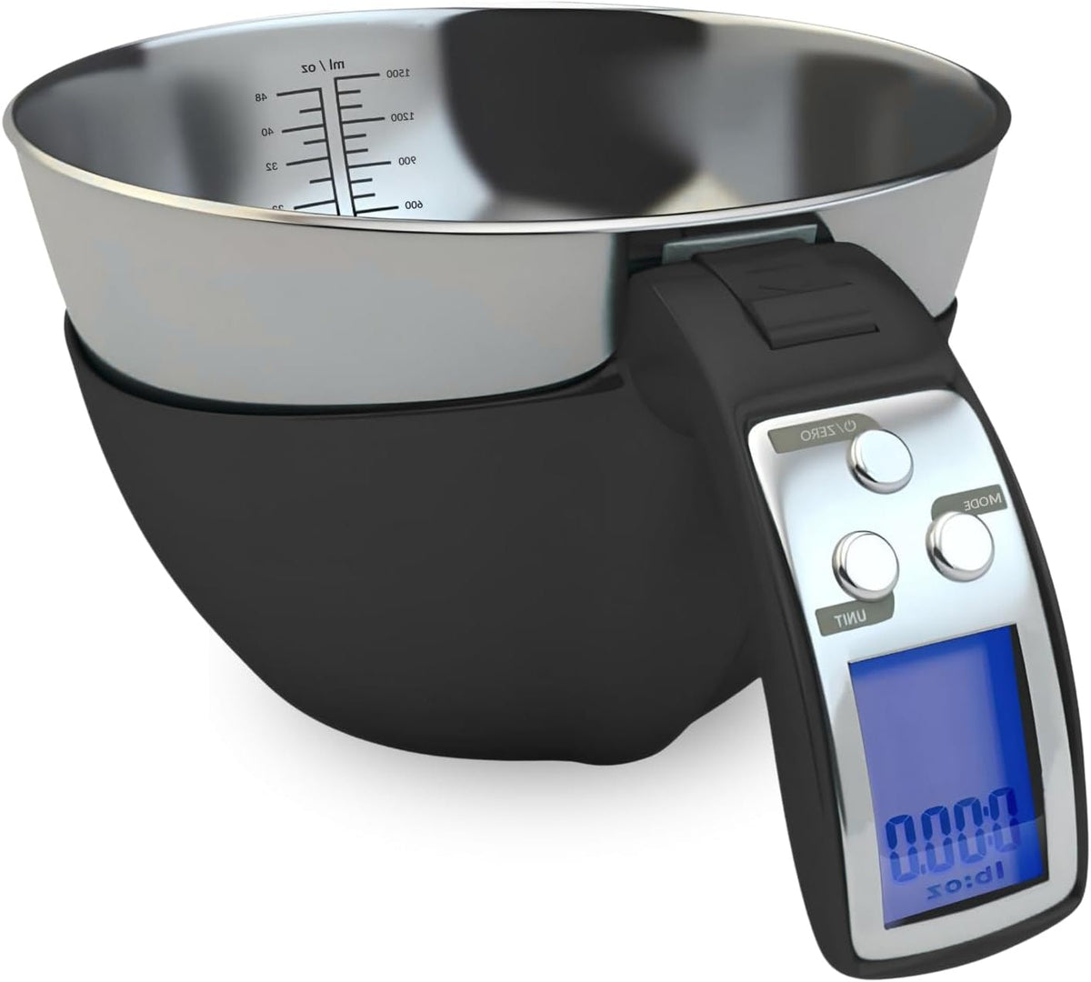 Digital Measuring Cup Scale with Stainless Steel Bowl and Backlit Display