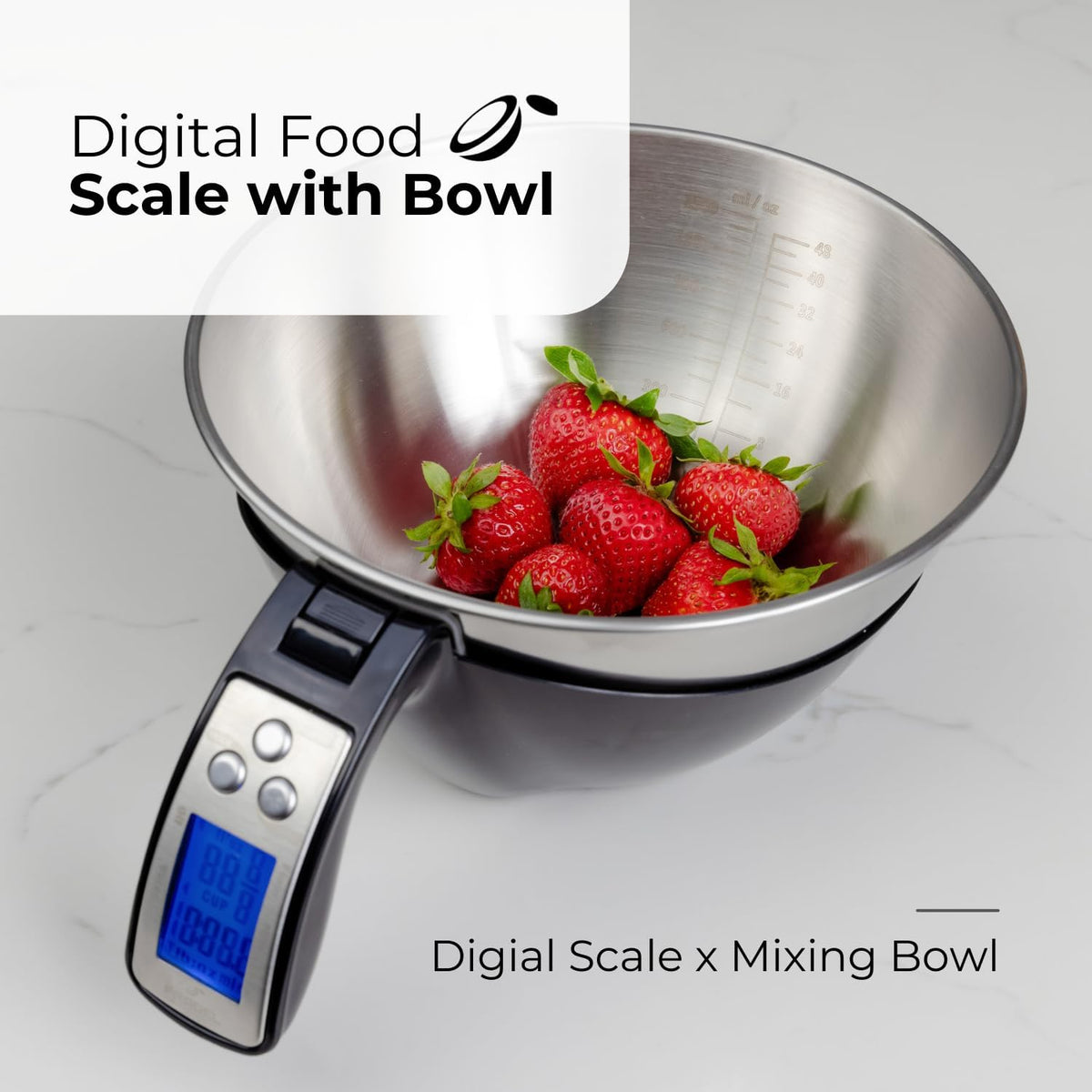Digital Measuring Cup Scale with Stainless Steel Bowl and Backlit Display