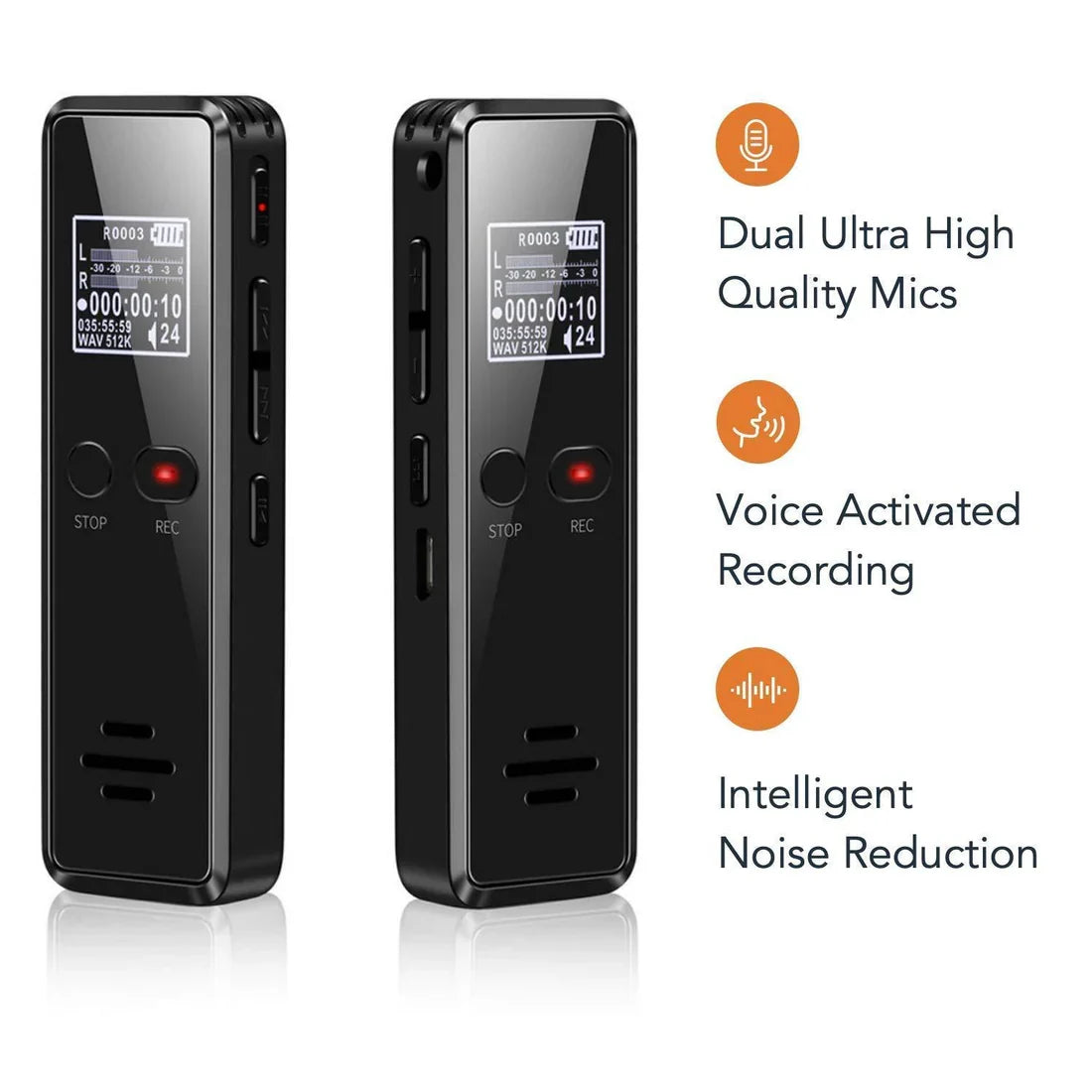 Digital Voice Recorder with Voice Activation and Noise Reduction, 16GB Storage