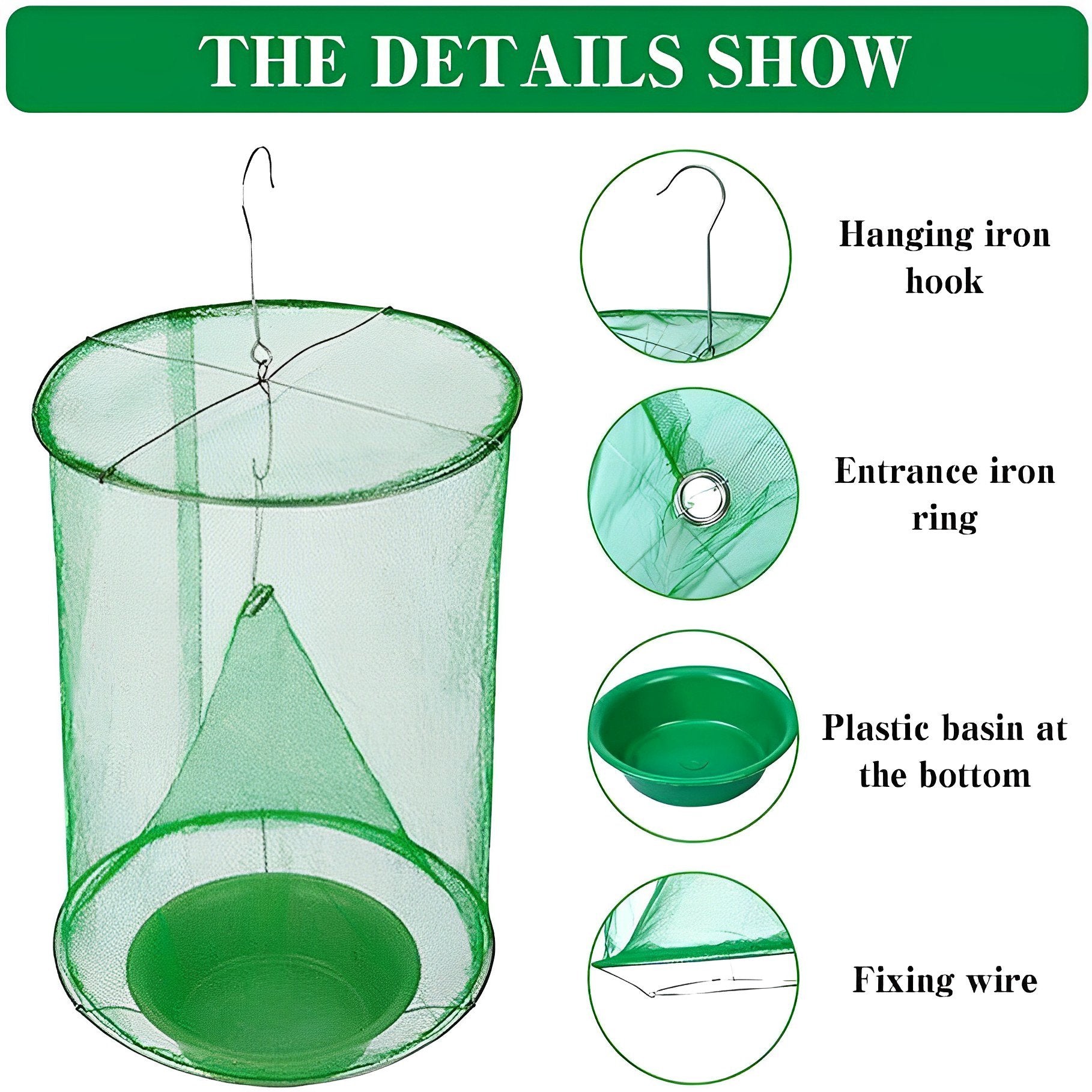 Reusable Fly Trap with Natural Bait and Expandable Container