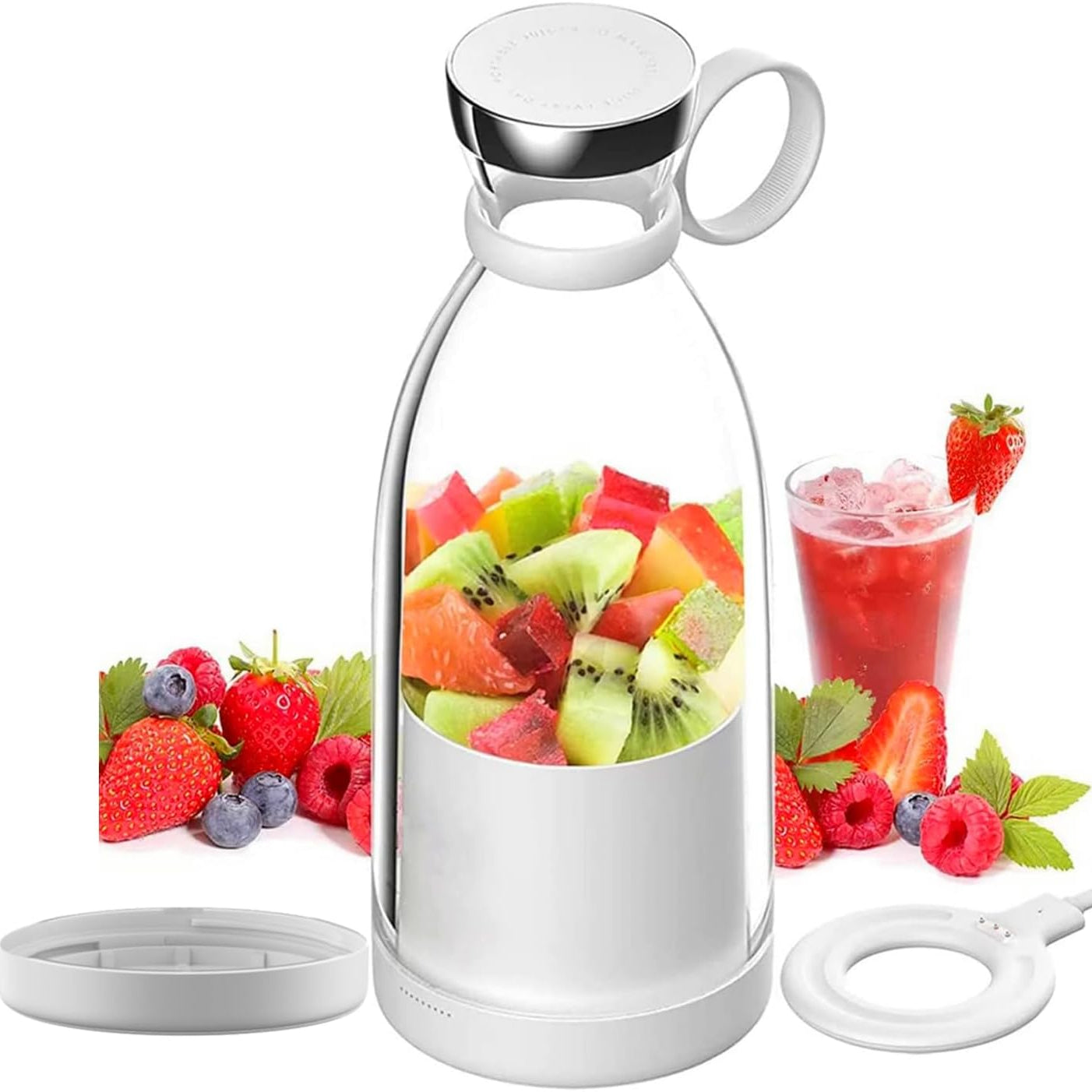Portable Blender with Four-Blade System and Wireless Charging, 350ml