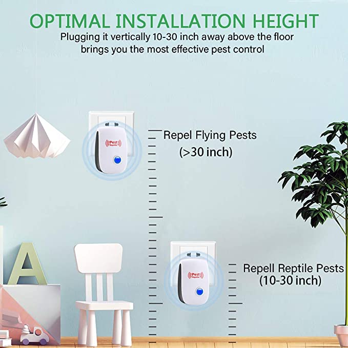 Ultrasonic Pest Repeller with Variable Frequency and Heat Dissipation, 800 Sq Ft Coverage