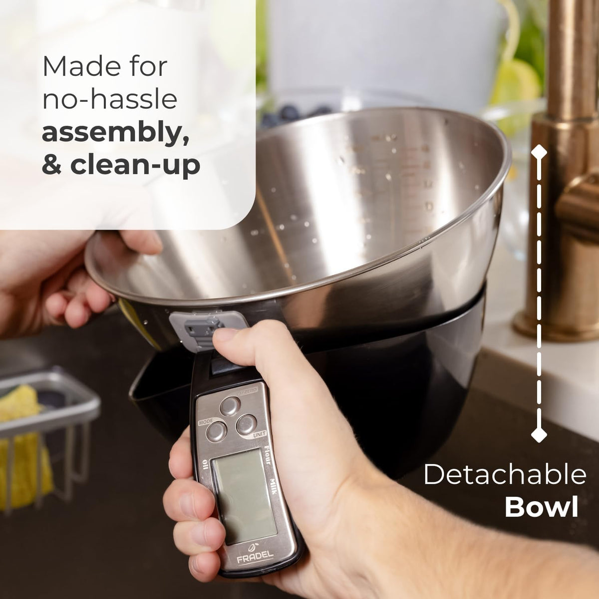 Digital Measuring Cup Scale with Stainless Steel Bowl and Backlit Display