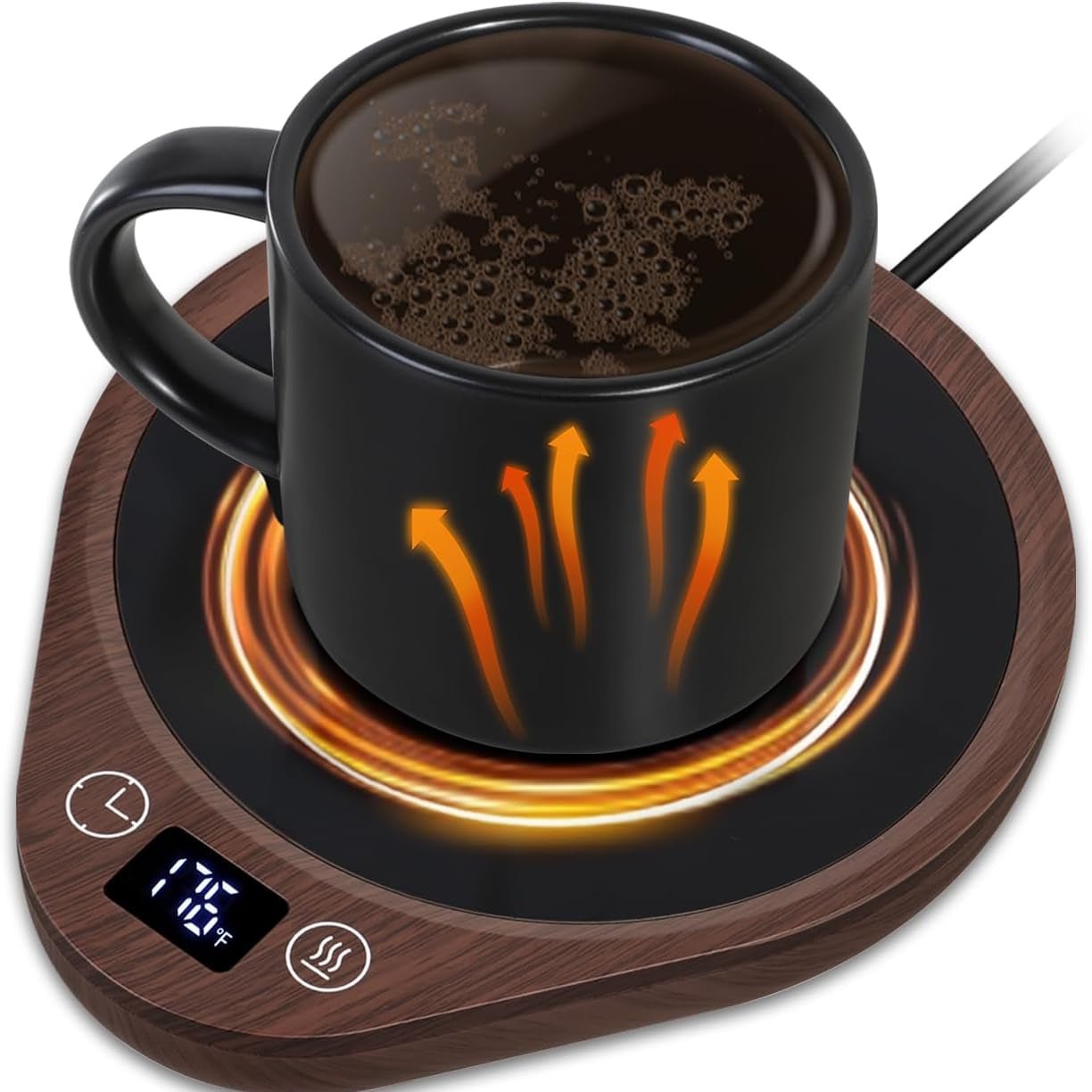 Beverage Warmer Plate with Adjustable Temperature Control and Auto-Shutoff Timer
