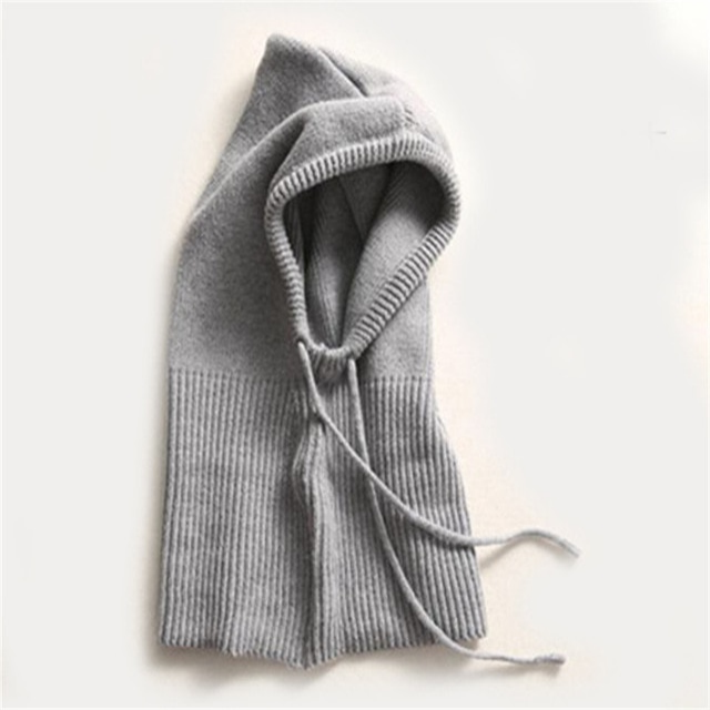 Hooded Knit Beanie with Adjustable Drawstring and Extended Ear Coverage