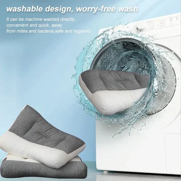Contoured Neck Pillow with Ear Cutouts and Machine Washable Fill
