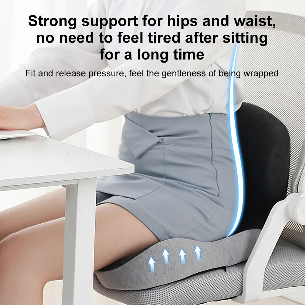 Seat Cushion with Memory Foam Backrest and Airflow Hollow Center