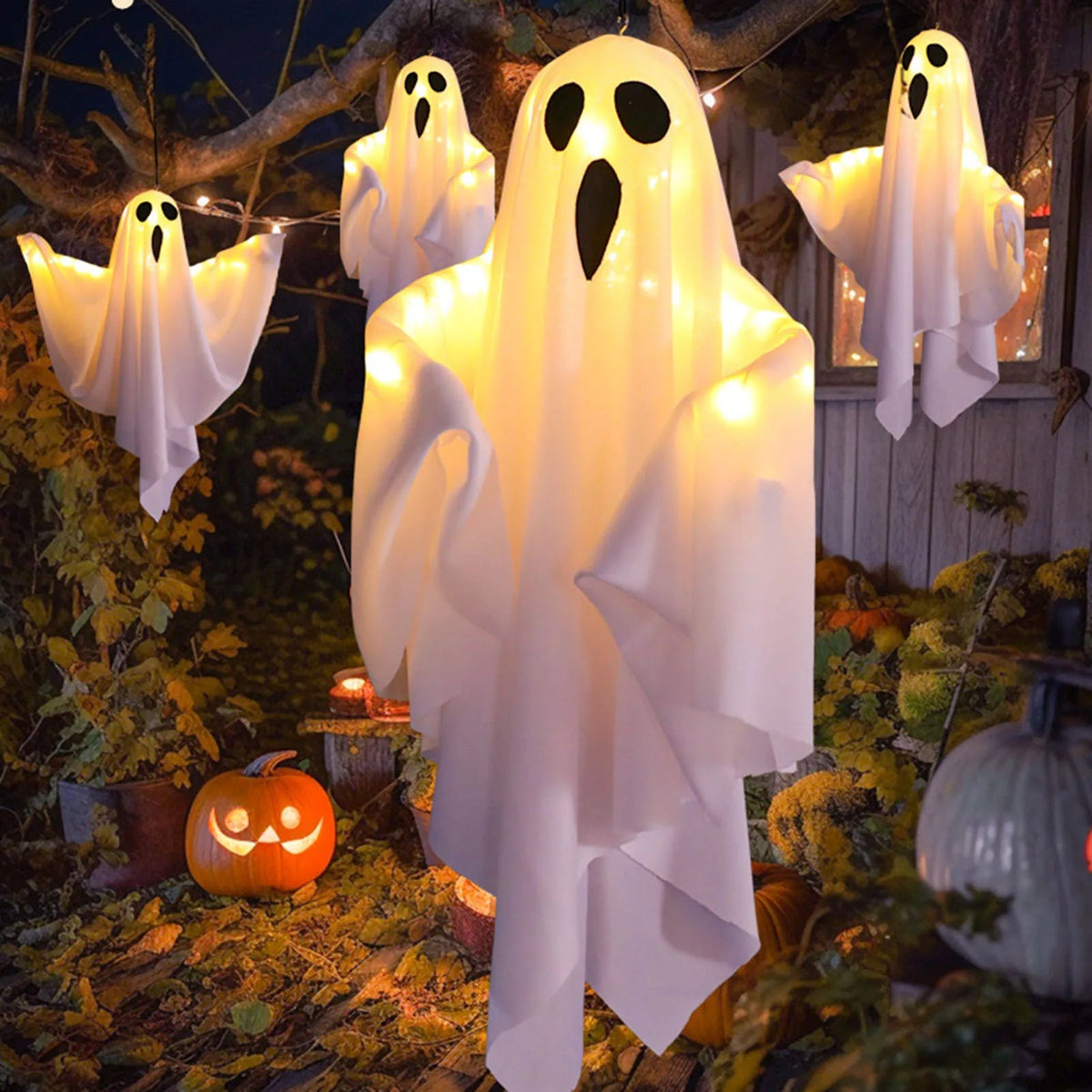 LED Ghost Hanging Decoration with Three Lighting Modes and Battery Power