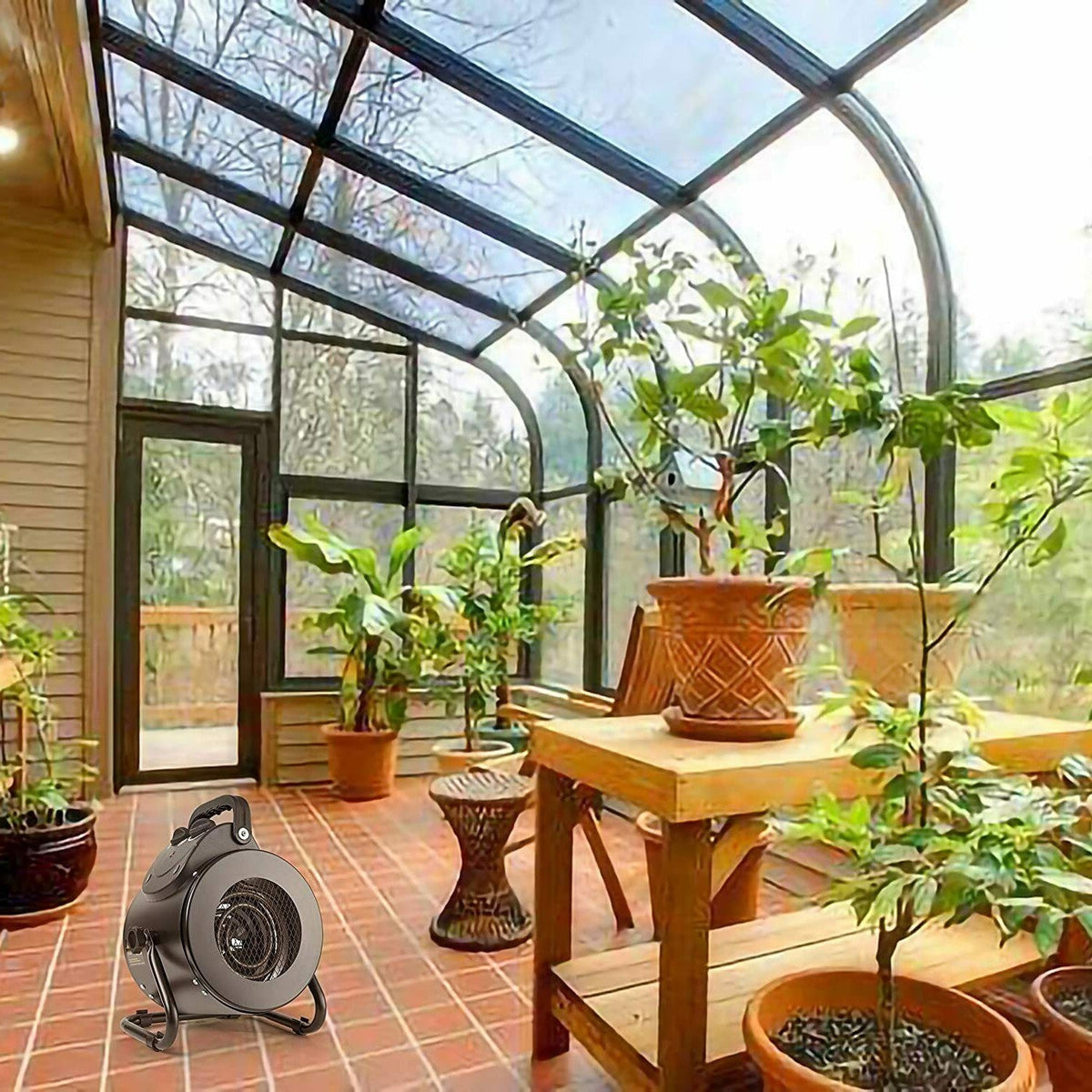 Electric Greenhouse Heater with Dual Air Circulation and Overheat Protection, IPX4 Splash Resistant