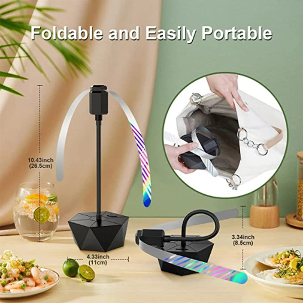 Motion-Based Fly Deterrent Fan with Rechargeable Battery and Retractable Design