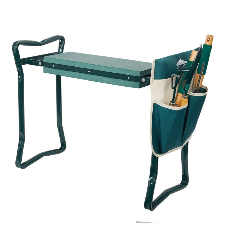 Garden Kneeler and Seat with Dual Position Frame and Tool Pouch, Foldable