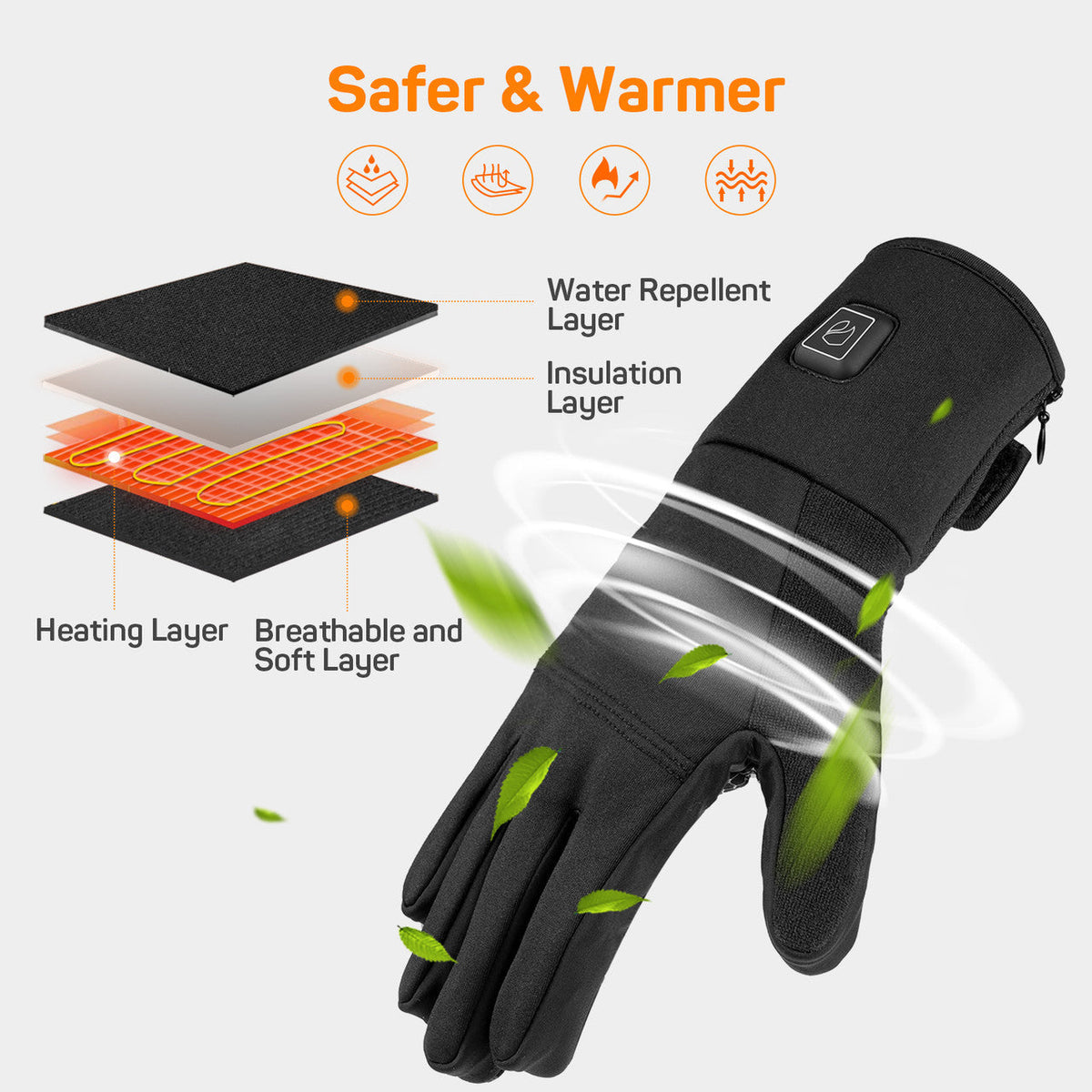 Heated Gloves for Men Women, 3200mAh Rechargeable Electric Battery, Thin Heated motorcycle Work Gloves Liners, Touch Screen Gloves Winter Hand Warmer for hunting skiing Snowboarding