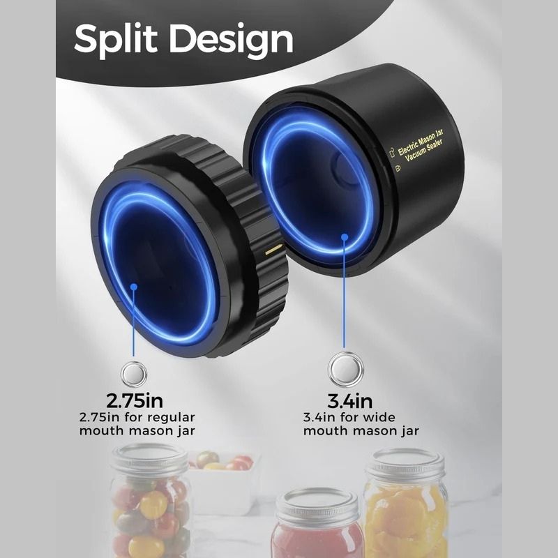 Cordless Vacuum Sealer with 10 Mason Jar Lids and One Button Operation