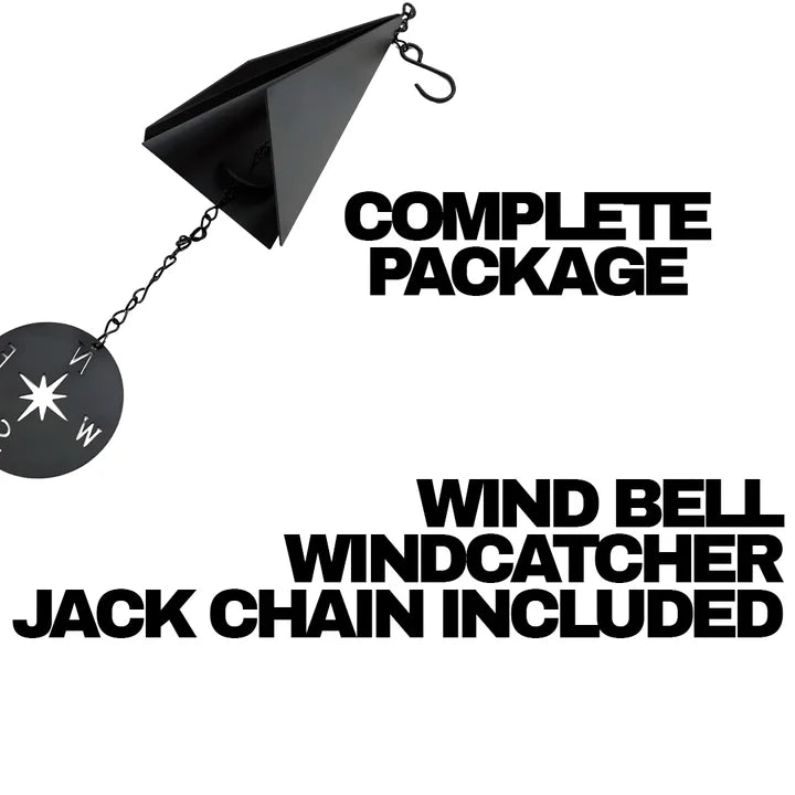 Three Tone Wind Bell with Compass Windcatcher, 20 Inch Recycled Steel