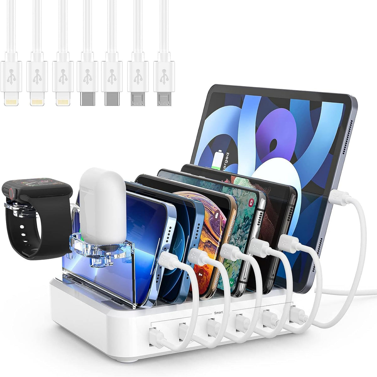 Six Port Charging Station with Smart Detection and Adjustable Dividers