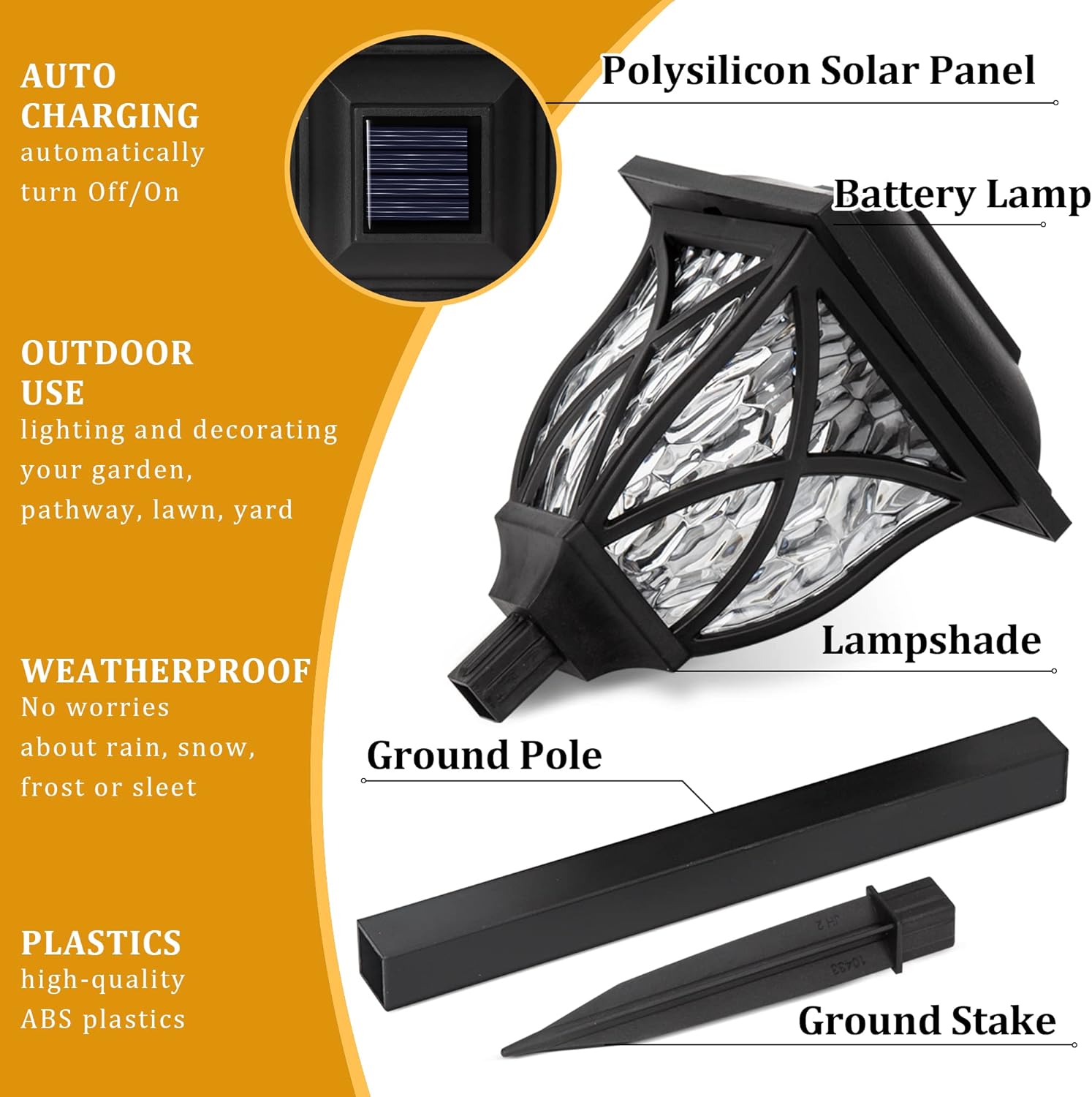 Solar Pathway Garden Lights with Water Ripple Pattern and Automatic Dusk Sensor, 6 Pack - Alverraliving