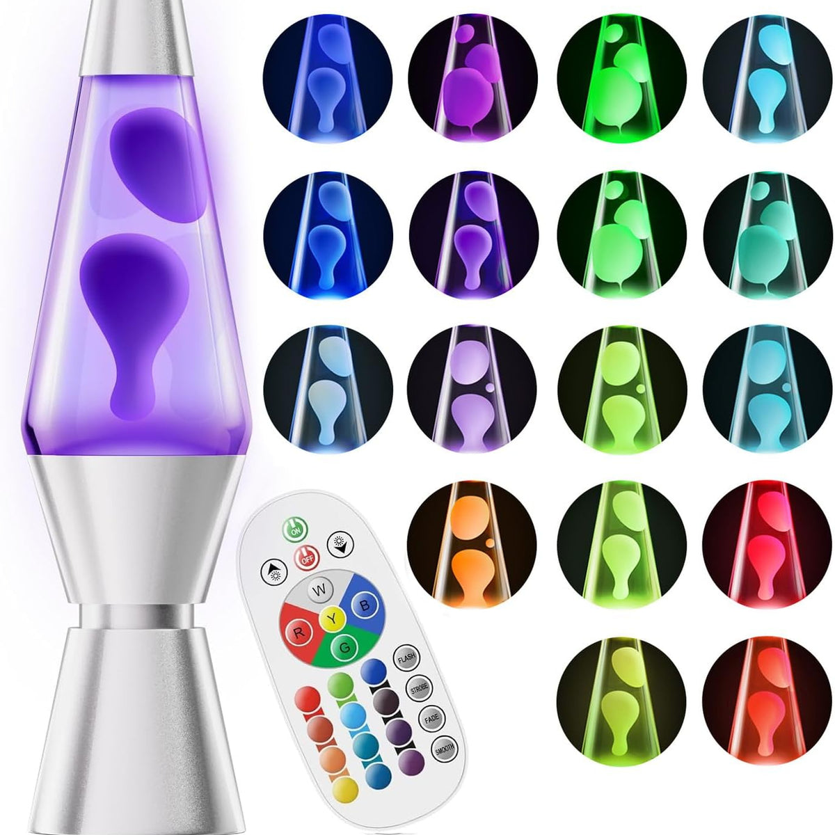 Flowing Wax Lamp with 17 Color Settings and Wireless Remote Control