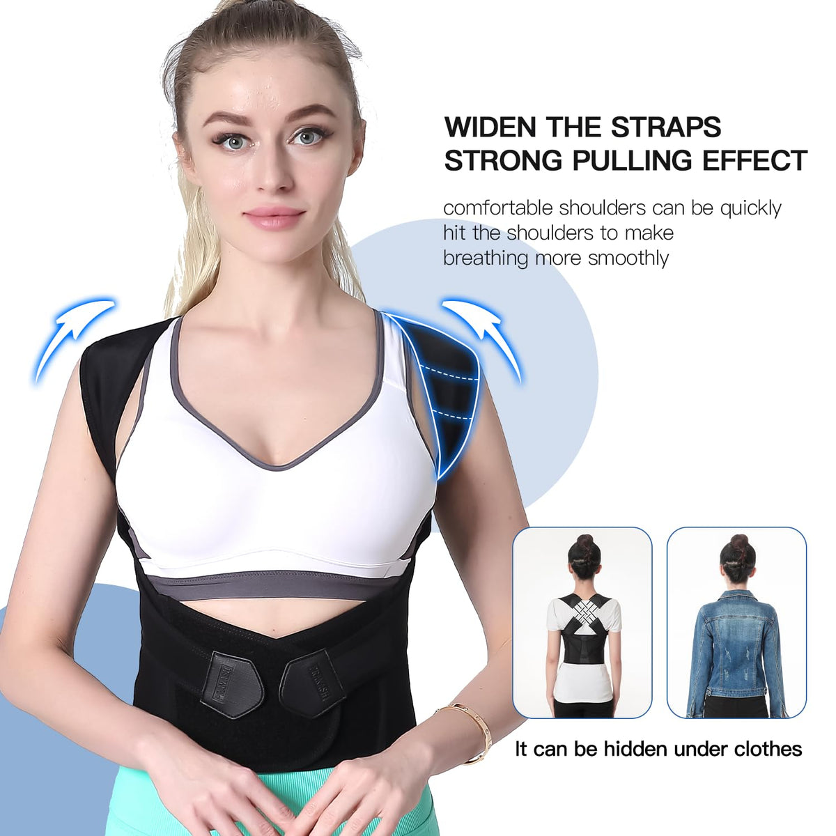 Adjustable Back Support Brace with Cross Strap System and Breathable Fabric, M-XXL