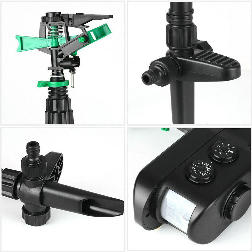 Solar Motion Sensor Sprinkler with 300 Degree Coverage and Adjustable Range for Garden Protection
