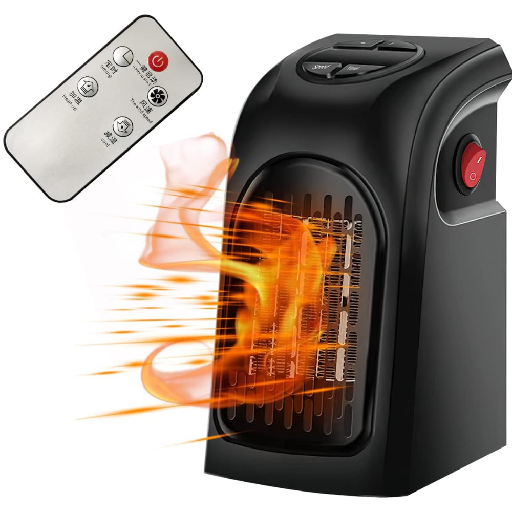Ceramic Space Heater with Dual Speed and Programmable Timer, Wall or Desk Mount