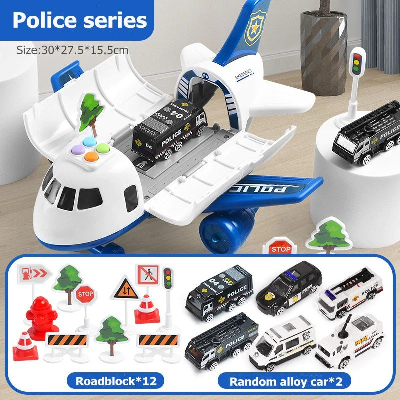XL Friction Powered Airplane with Interactive Sound Buttons and Cargo Storage, 20 Piece Set