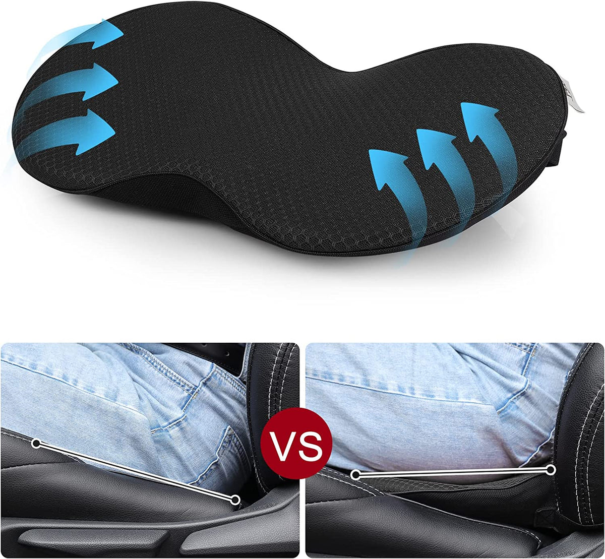 Seat Cushion with Memory Foam and 3.5 Inch Lift Height, Breathable Cover