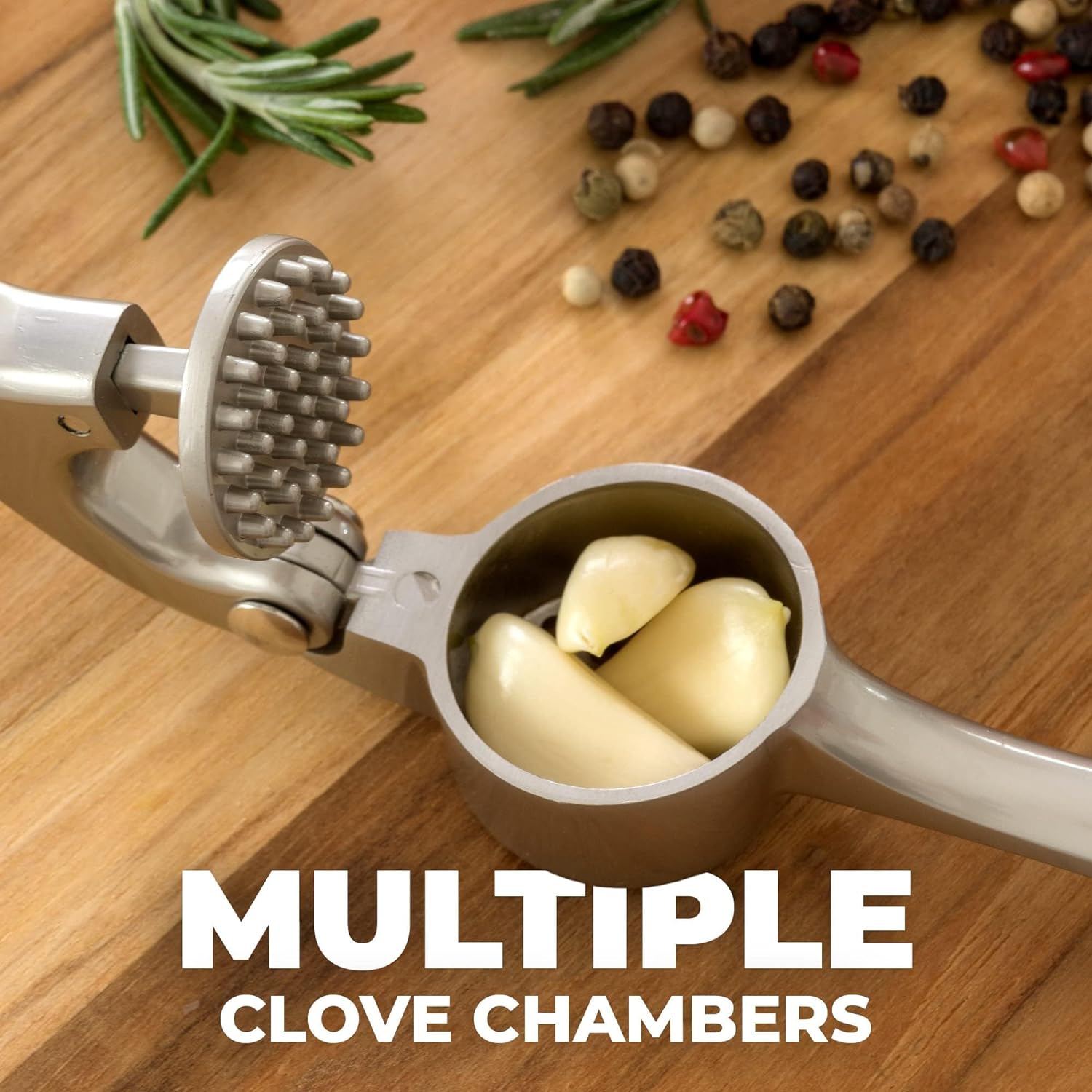 Garlic Press with Single-Hand Operation and Automatic Peel Separation