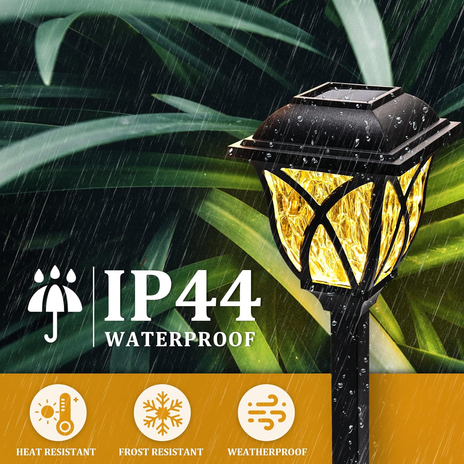 Solar Pathway Garden Lights with Water Ripple Pattern and Automatic Dusk Sensor, 6 Pack - Alverraliving