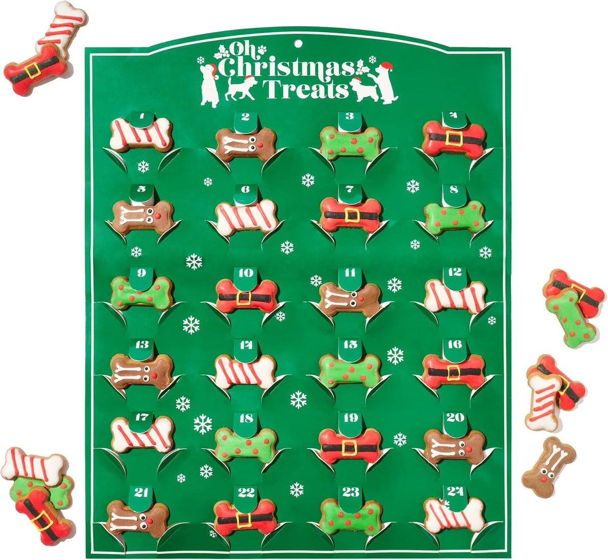 Advent Calendar for Dogs with 24 Gingerbread Biscuits and Festive Designs
