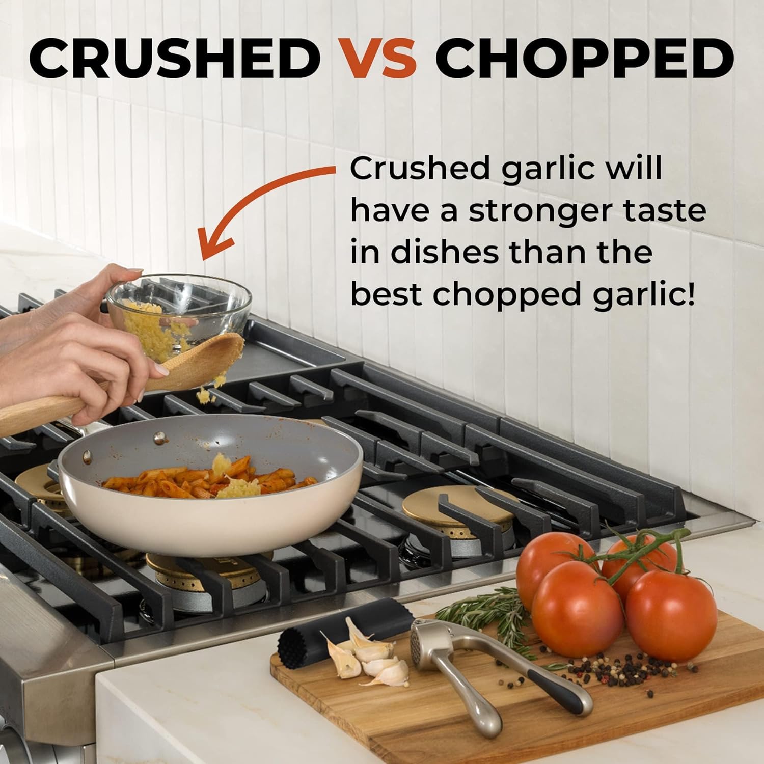 Garlic Press with Single-Hand Operation and Automatic Peel Separation