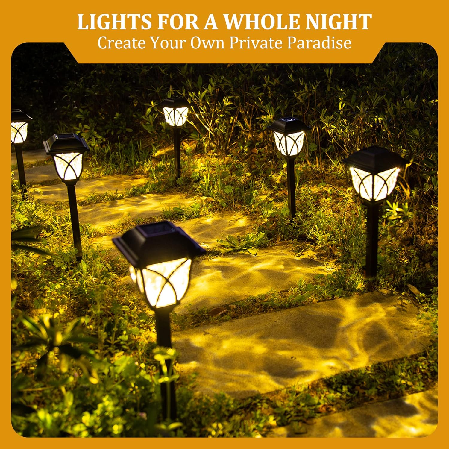 Solar Pathway Garden Lights with Water Ripple Pattern and Automatic Dusk Sensor, 6 Pack - Alverraliving