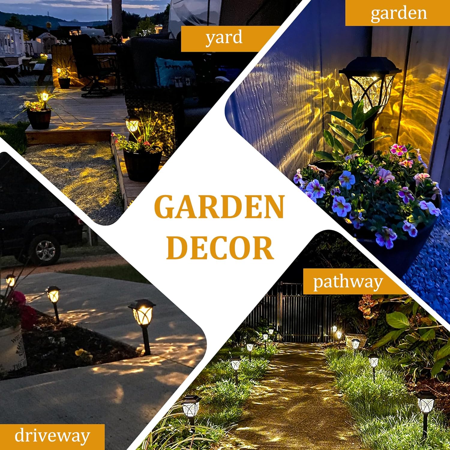 Solar Pathway Garden Lights with Water Ripple Pattern and Automatic Dusk Sensor, 6 Pack - Alverraliving