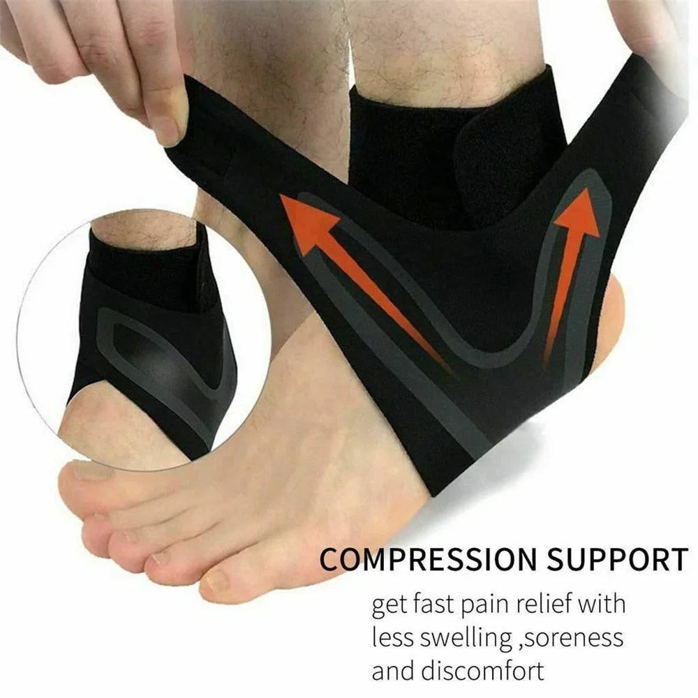 Adjustable Ankle Brace with Neoprene Compression Sleeve and Strap Support