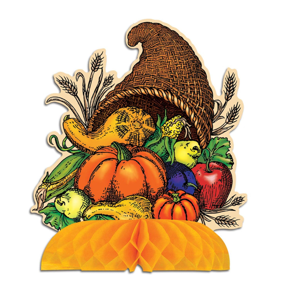 Thanksgiving Cornucopia Centerpiece - Bulk 12 Pack