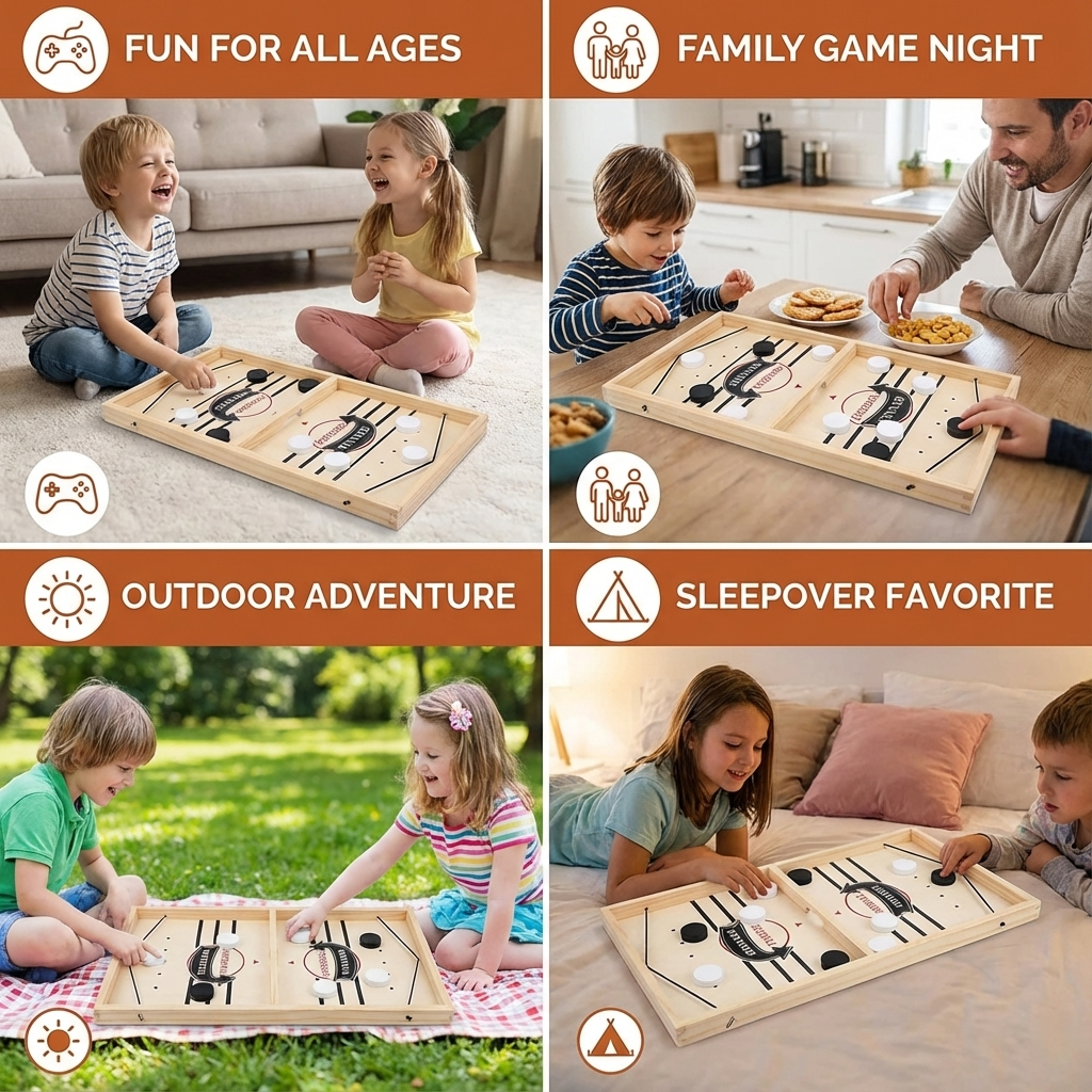 Wooden Catapult Board Game with Spring Loaded Launch System and Scoring Zones