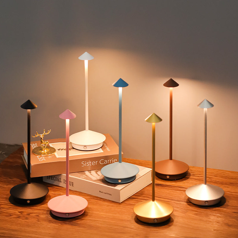 Rechargeable LED Table Lamp with Touch Sensor Dimming and Weather Resistant Build